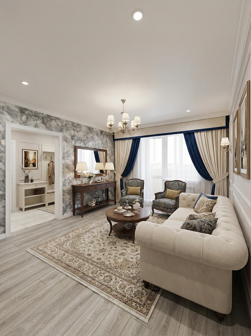 Дизайн интерьера в стиле Классика — Гостиная от нейросети RoomGPT