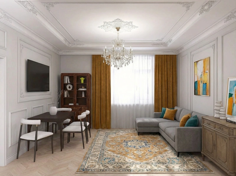 Дизайн интерьера в стиле Классика — Гостиная от нейросети RoomGPT