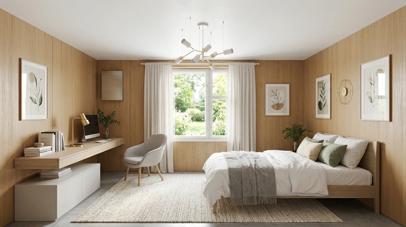 Дизайн интерьера в стиле Сканди — Спальня от нейросети RoomGPT