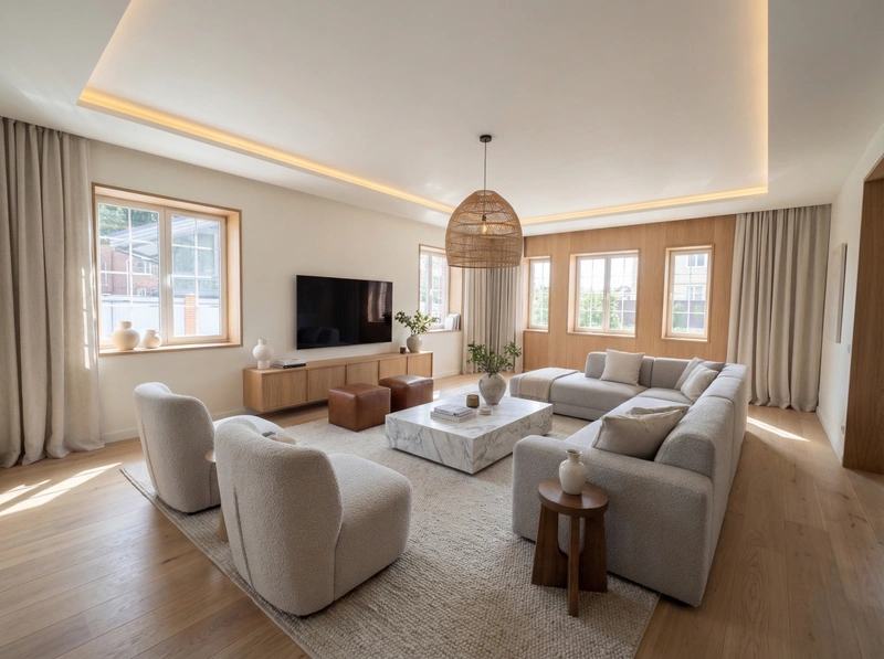 Дизайн гостиной в стиле Сканди — фото интерьера от нейросети RoomGPT