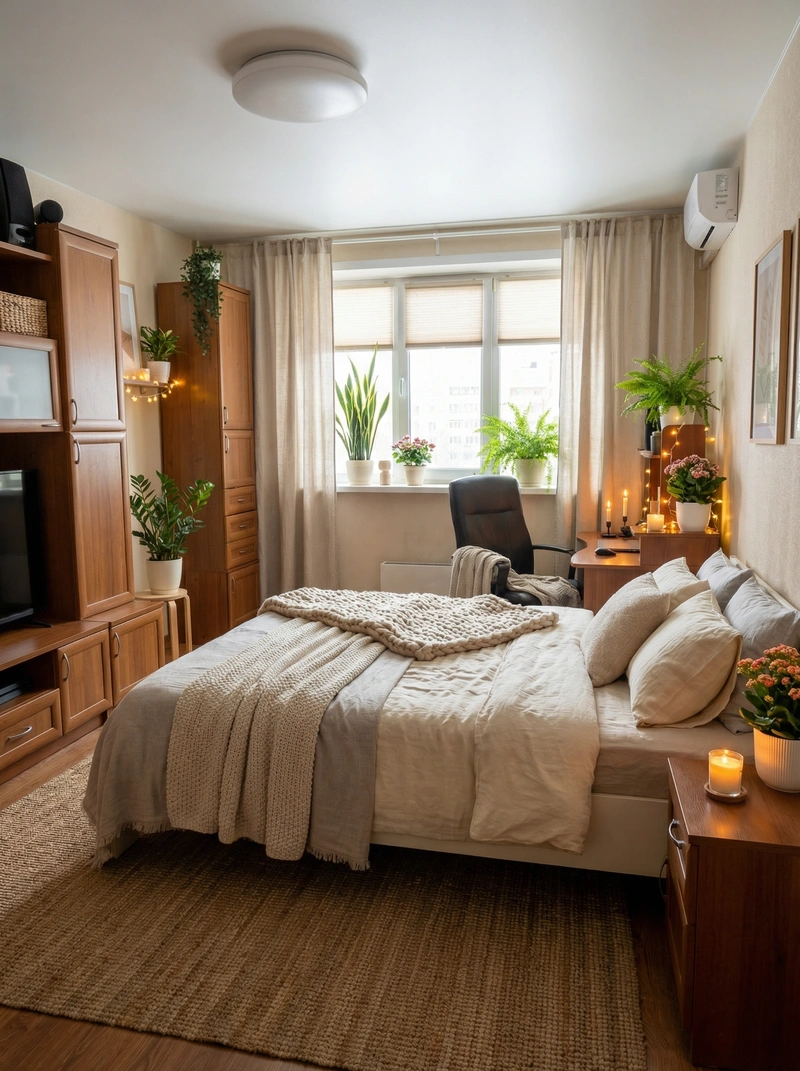 Дизайн интерьера в стиле Хюгге — Спальня от нейросети RoomGPT