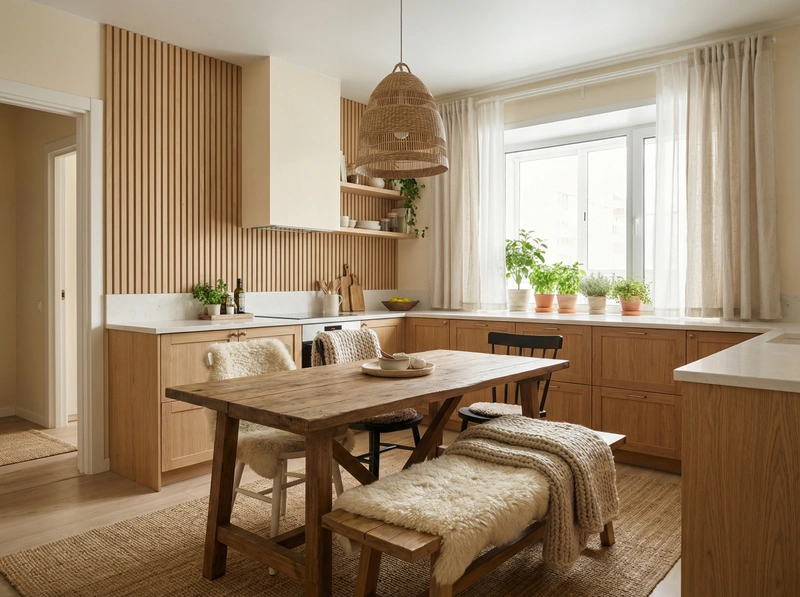 Дизайн интерьера в стиле Хюгге — Кухня от нейросети RoomGPT