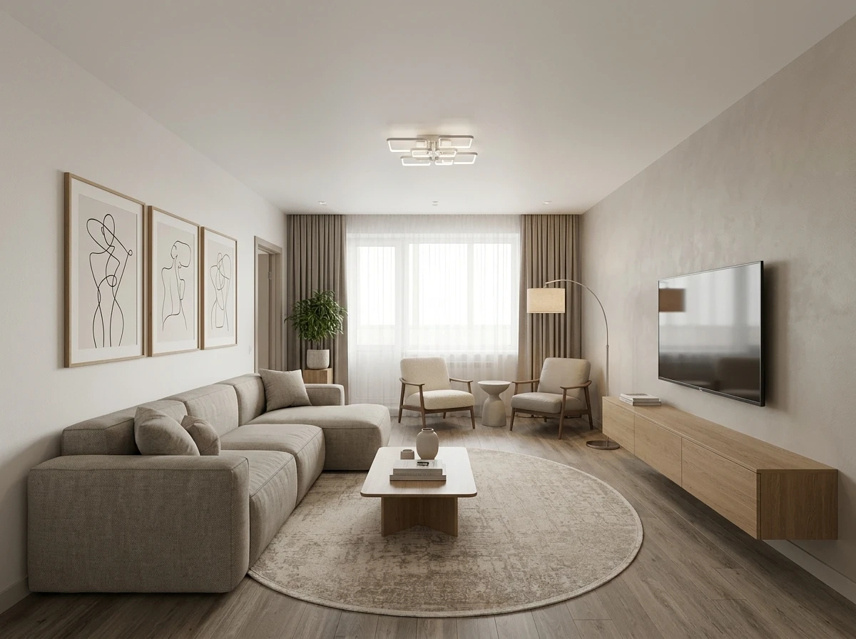 Дизайн гостиной в стиле Минимализм — фото интерьера от нейросети RoomGPT