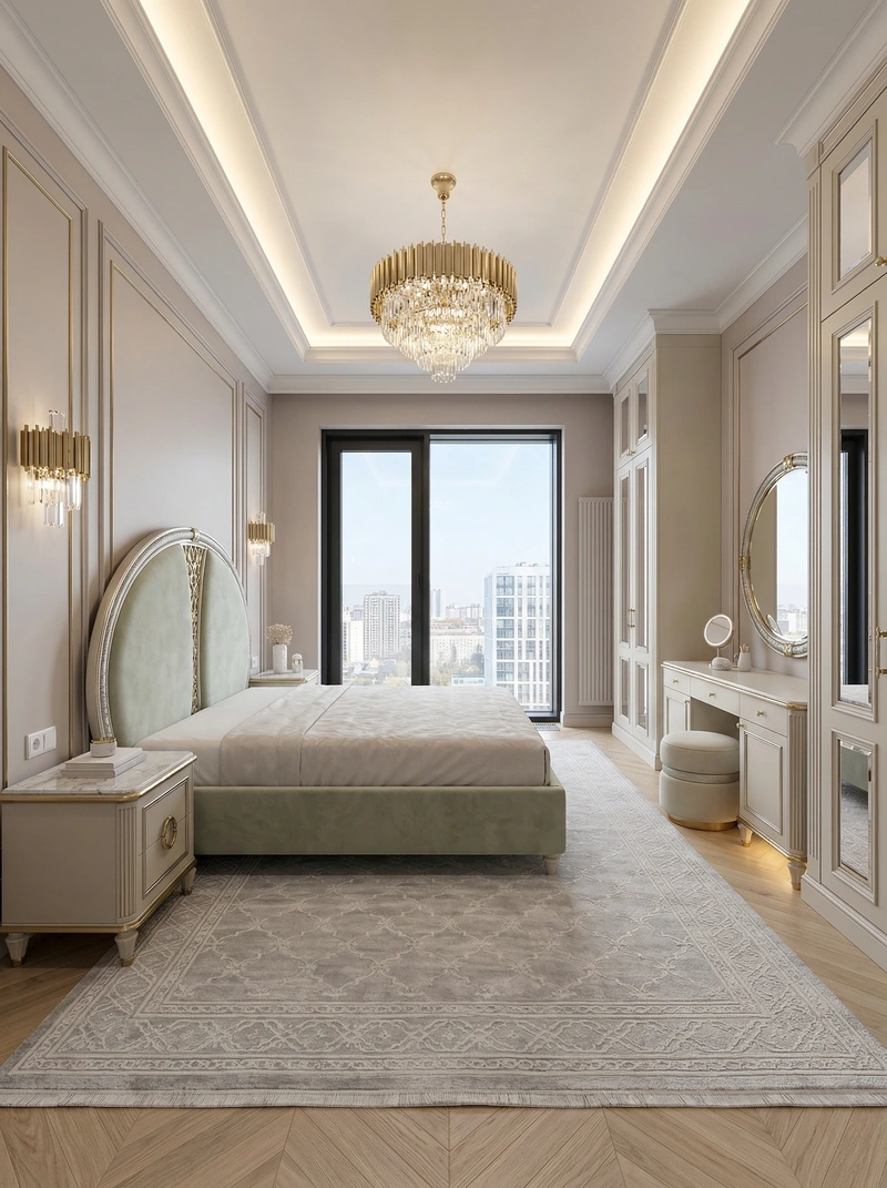 Дизайн интерьера в стиле Неоклассика — Спальня от нейросети RoomGPT
