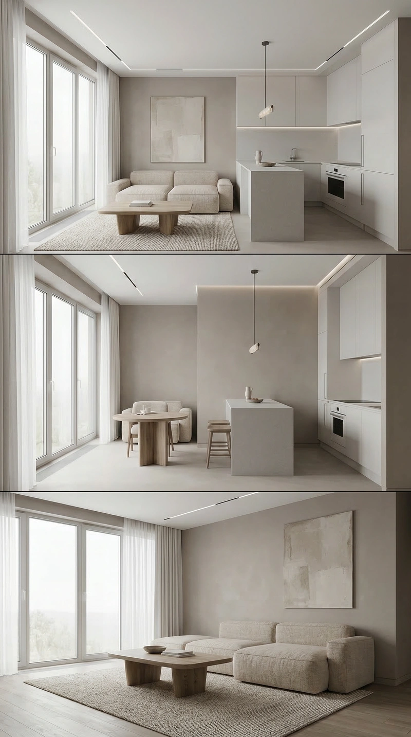 Дизайн интерьера в стиле Минимализм — Гостиная от нейросети RoomGPT