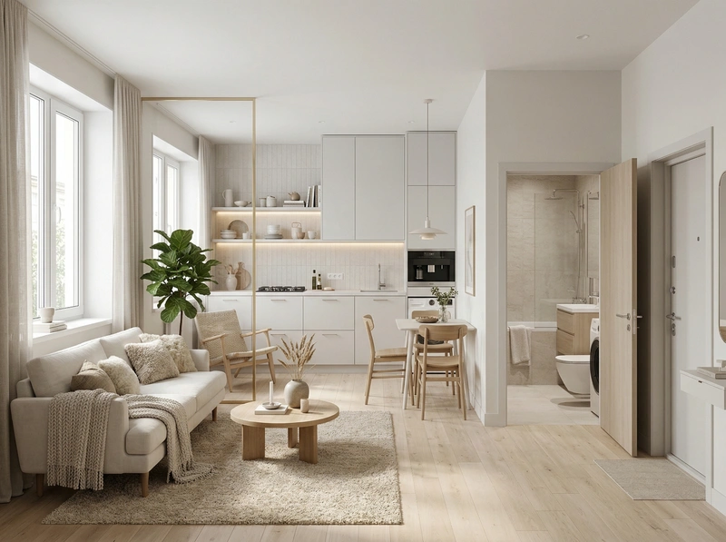 Дизайн гостиной в стиле Хюгге — фото интерьера от нейросети RoomGPT