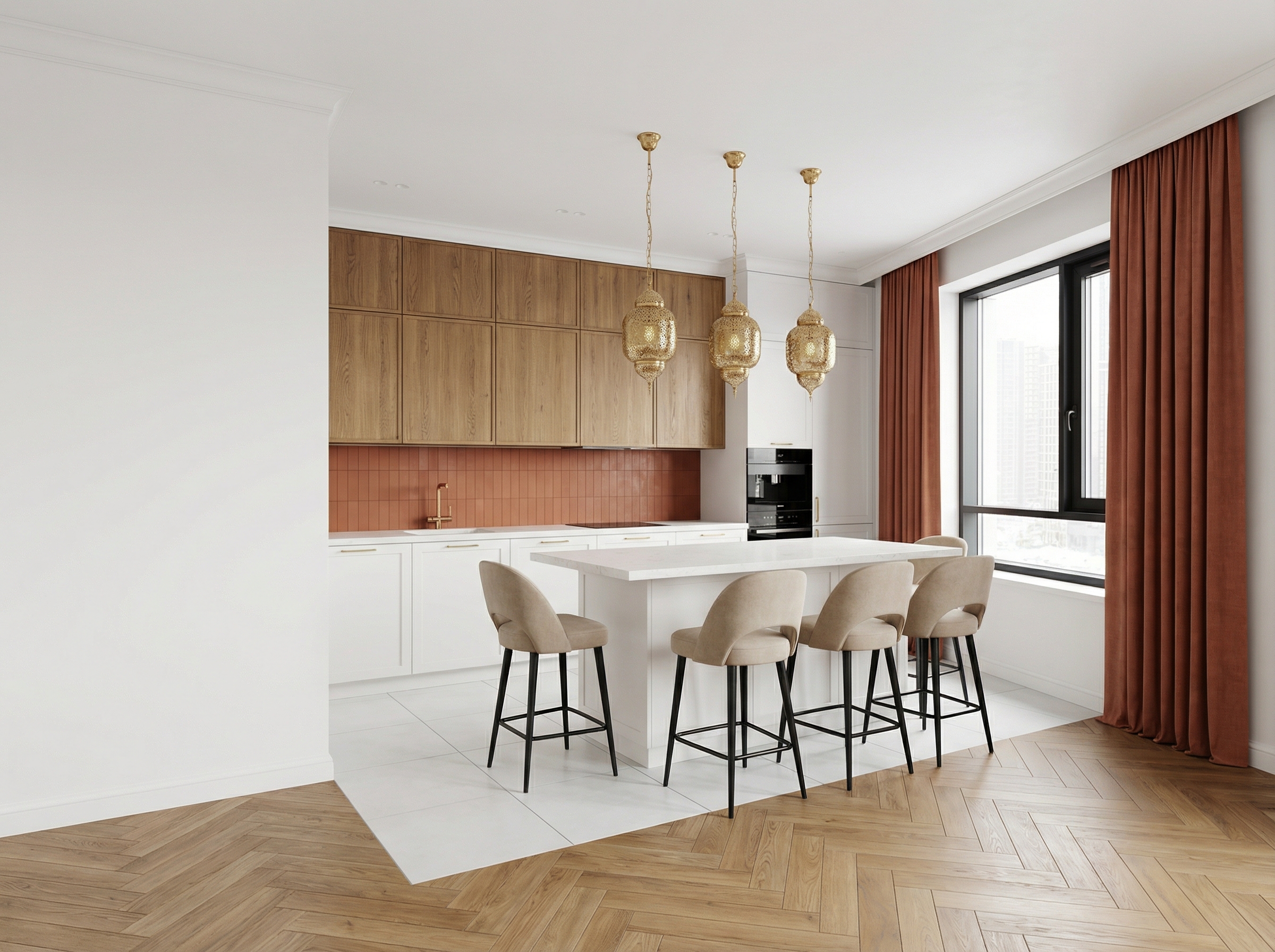 Дизайн кухни в стиле Контемпорари — фото интерьера от нейросети RoomGPT