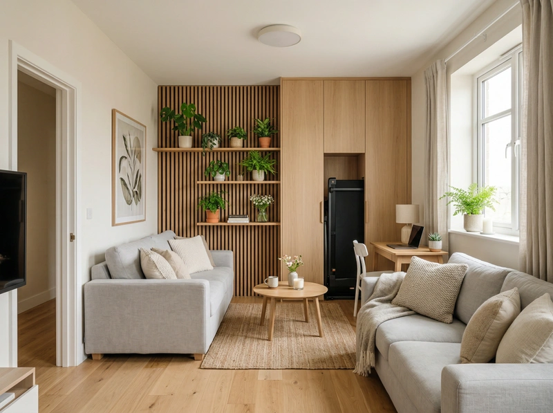 Дизайн гостиной в стиле Хюгге — фото интерьера от нейросети RoomGPT