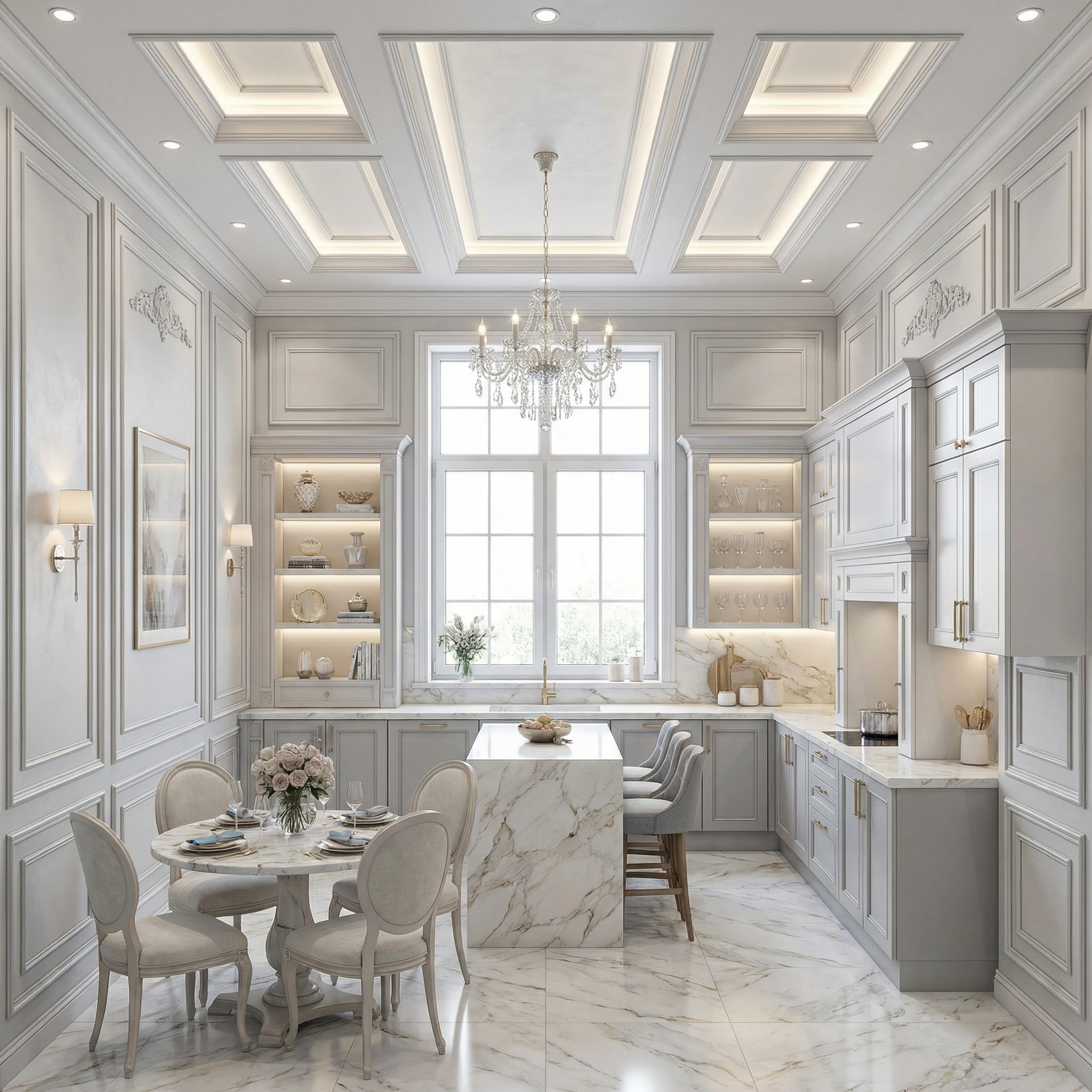 Дизайн кухни в стиле Классика — фото интерьера от нейросети RoomGPT