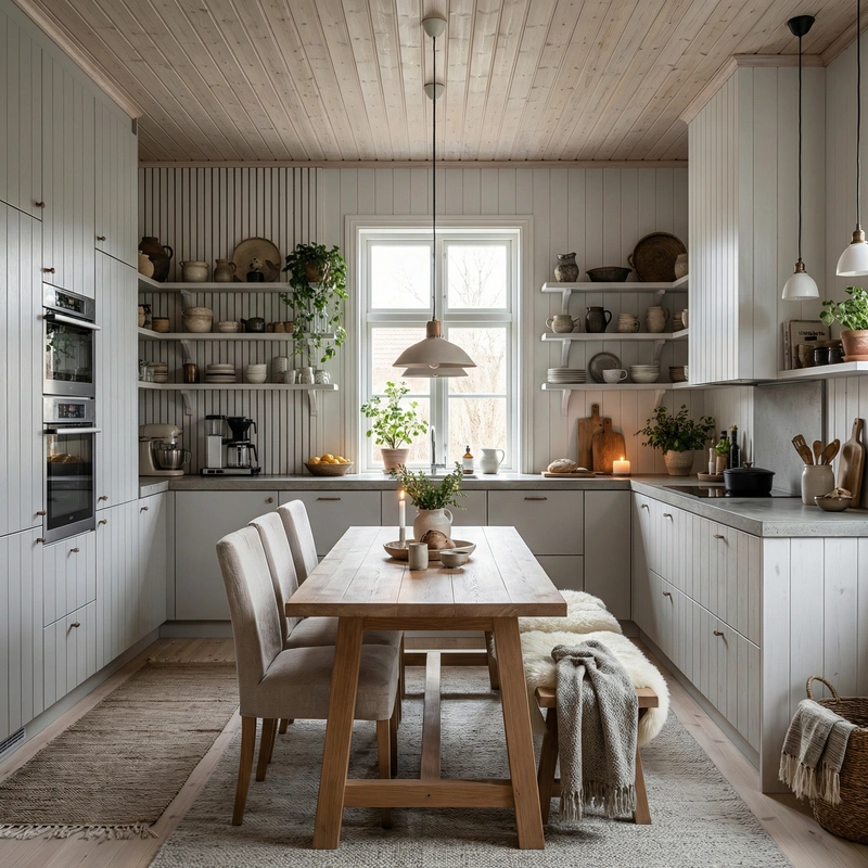 Дизайн интерьера в стиле Хюгге — Кухня от нейросети RoomGPT
