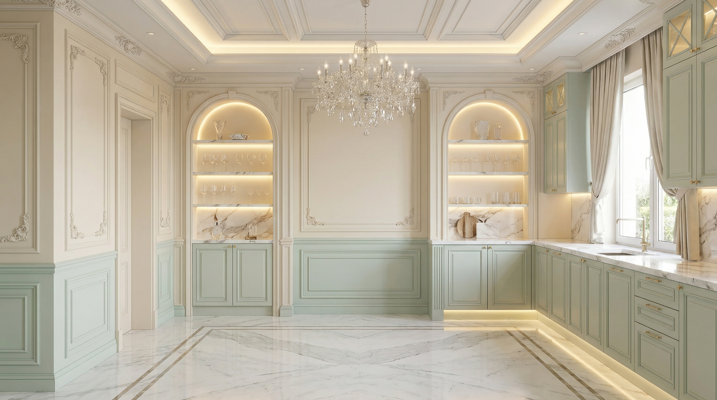 Дизайн кухни в стиле Классика — фото интерьера от нейросети RoomGPT