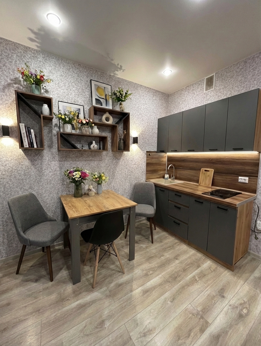 Дизайн кухни в стиле Контемпорари — фото интерьера от нейросети RoomGPT