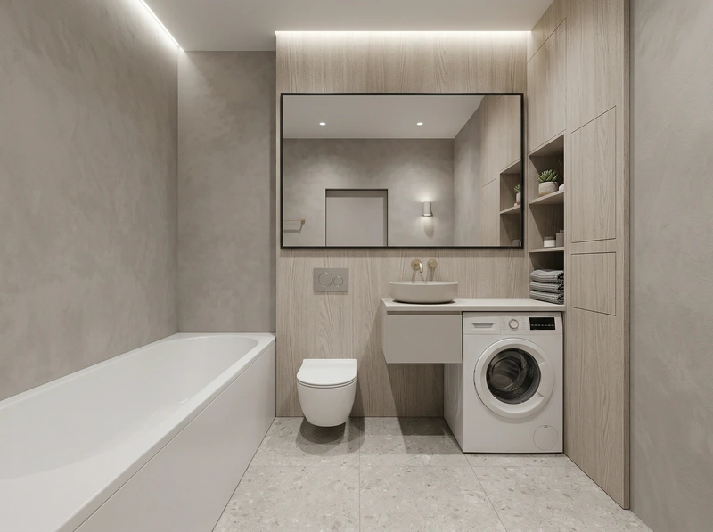 Дизайн интерьера в стиле Сканди — Ванная от нейросети RoomGPT