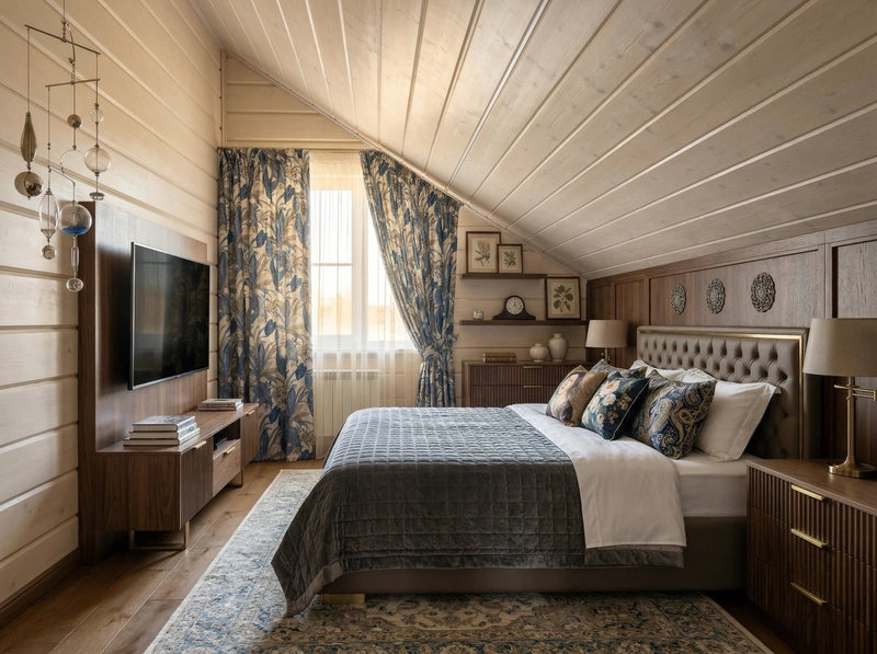 Дизайн спальни в стиле Контемпорари — фото интерьера от нейросети RoomGPT