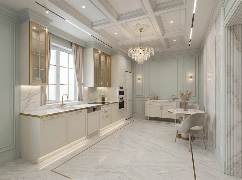 Дизайн кухни в стиле Неоклассика — фото интерьера от нейросети RoomGPT