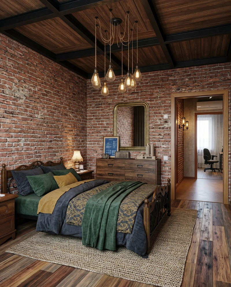 Дизайн интерьера в стиле Лофт — Спальня от нейросети RoomGPT