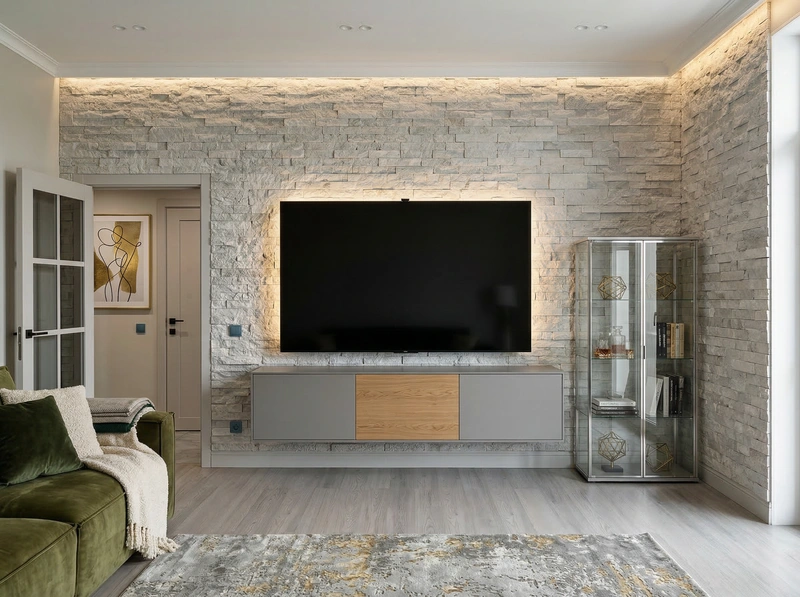 Дизайн интерьера в стиле Контемпорари — Гостиная от нейросети RoomGPT