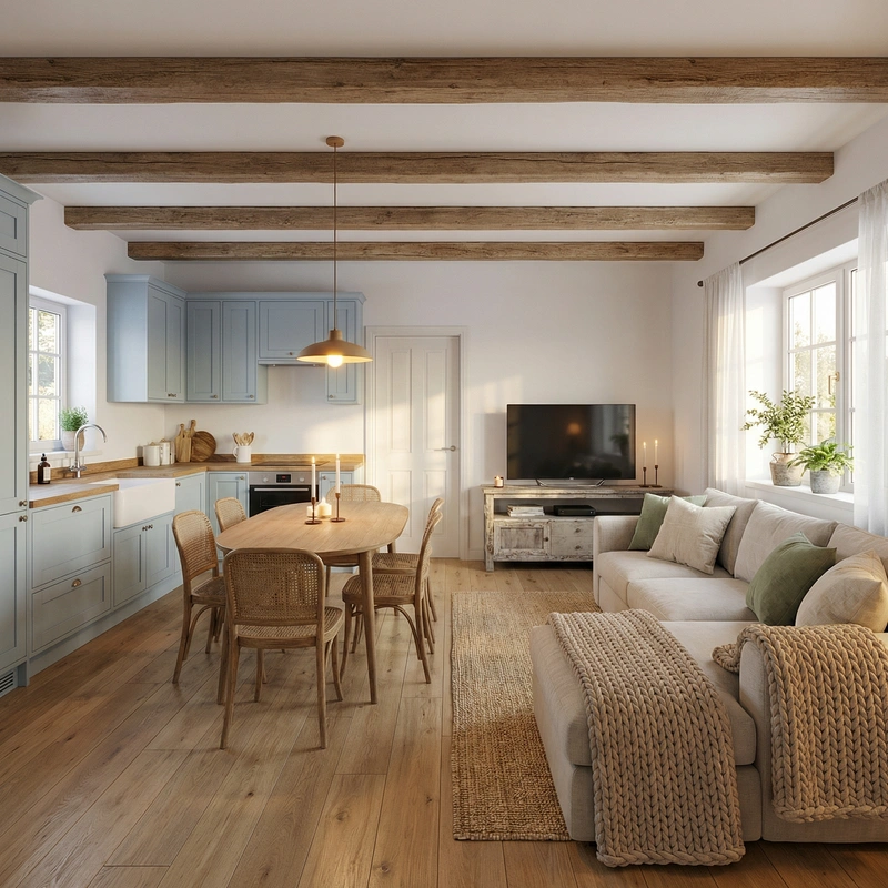 Дизайн интерьера в стиле Хюгге — Гостиная от нейросети RoomGPT