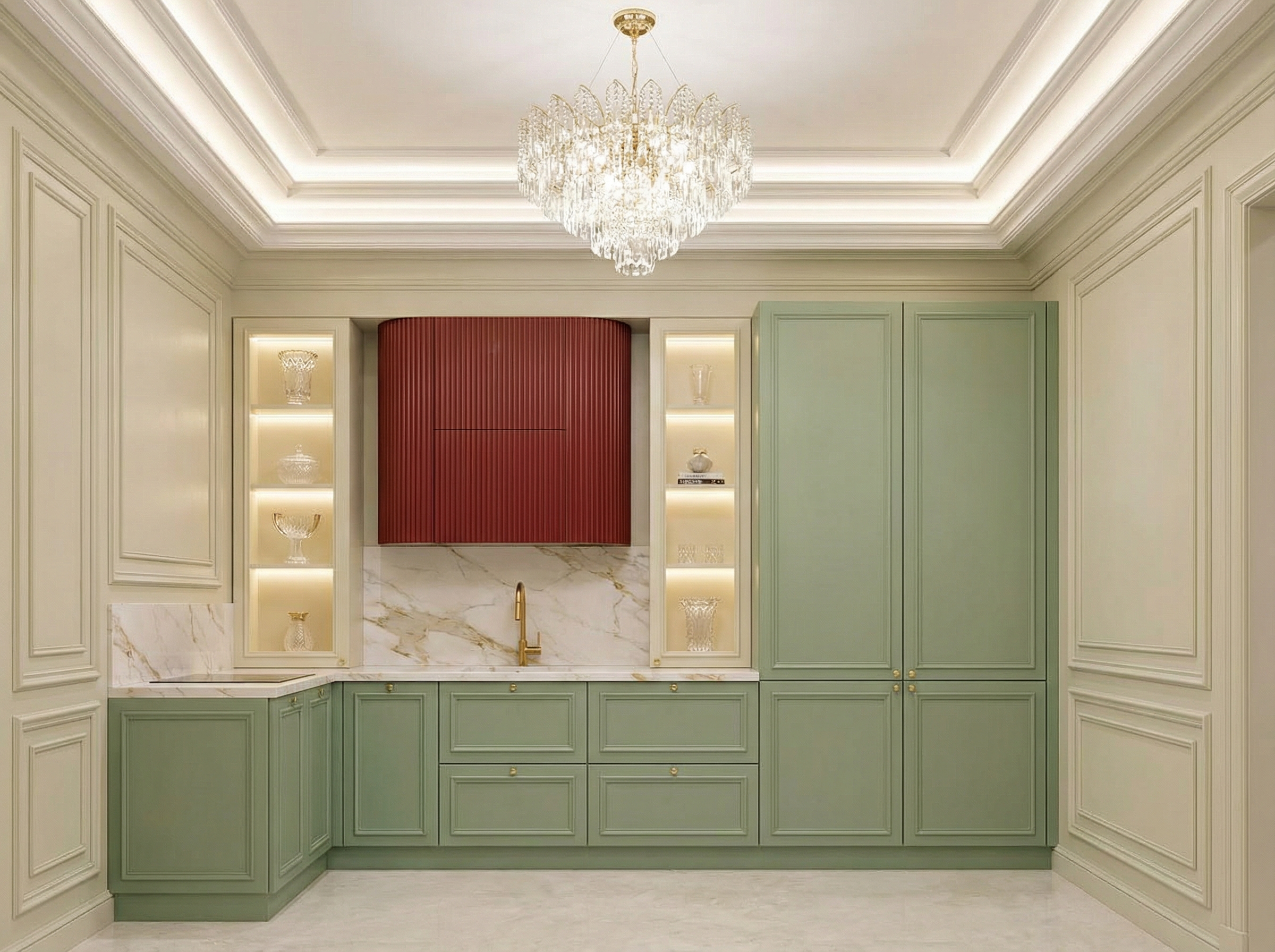 Дизайн кухни в стиле Классика — фото интерьера от нейросети RoomGPT