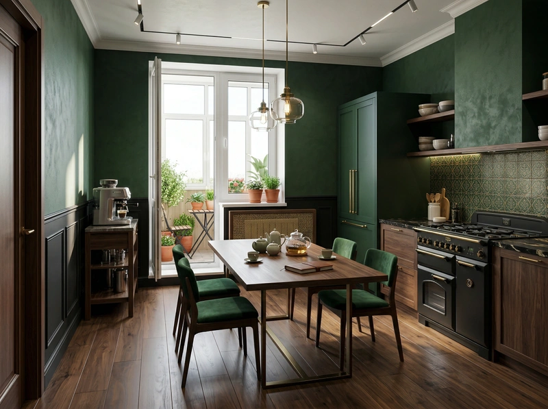 Дизайн кухни в стиле Британский — фото интерьера от нейросети RoomGPT