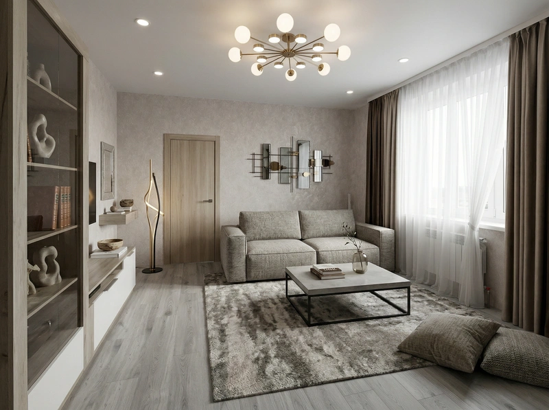 Дизайн гостиной в стиле Контемпорари — фото интерьера от нейросети RoomGPT