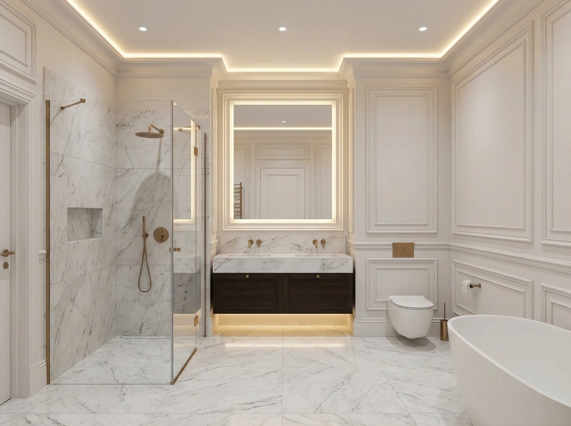 Дизайн интерьера в стиле Классика — Ванная от нейросети RoomGPT
