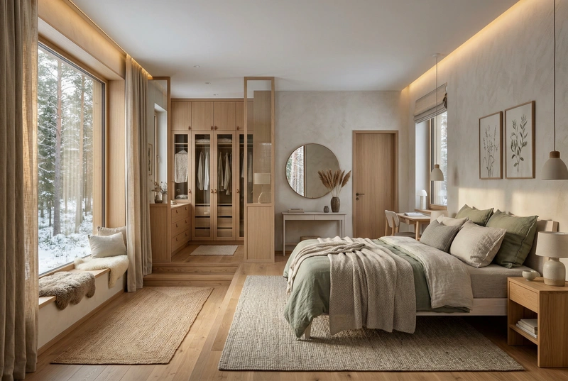 Дизайн интерьера в стиле Хюгге — Спальня от нейросети RoomGPT