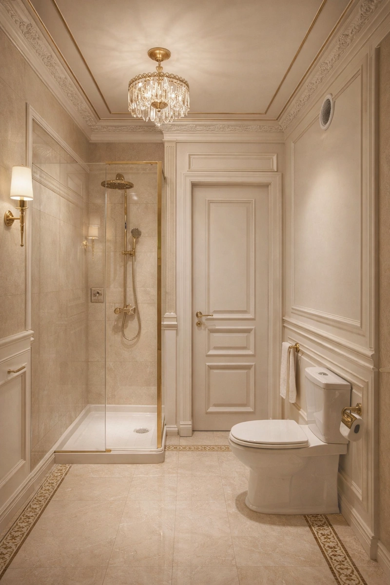 Дизайн ванной в стиле Классика — фото интерьера от нейросети RoomGPT