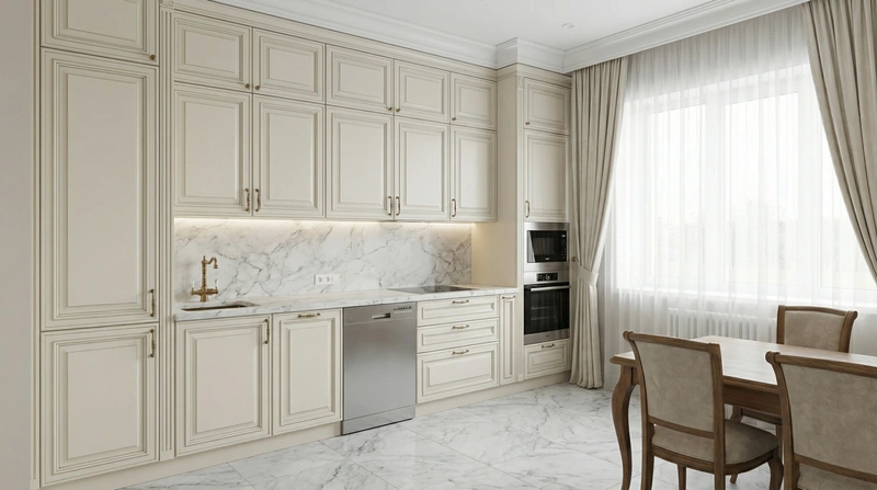 Дизайн кухни в стиле Классика — фото интерьера от нейросети RoomGPT