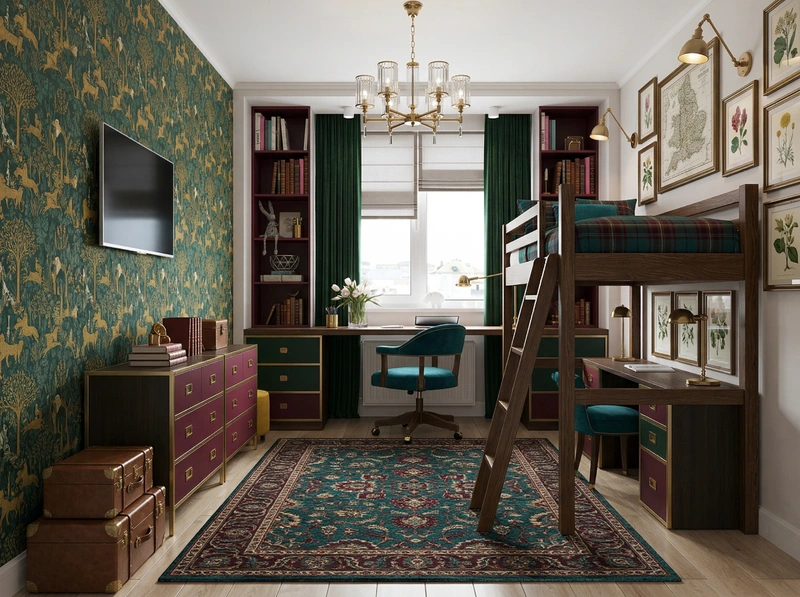 Дизайн детской в стиле Британский — фото интерьера от нейросети RoomGPT
