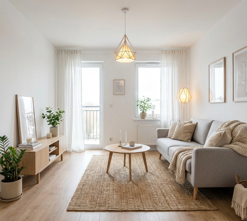 Дизайн интерьера в стиле Хюгге — Гостиная от нейросети RoomGPT