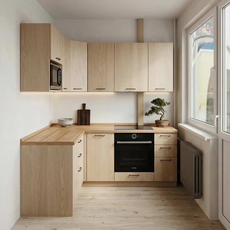 Дизайн кухни в стиле Japandi — фото интерьера от нейросети RoomGPT