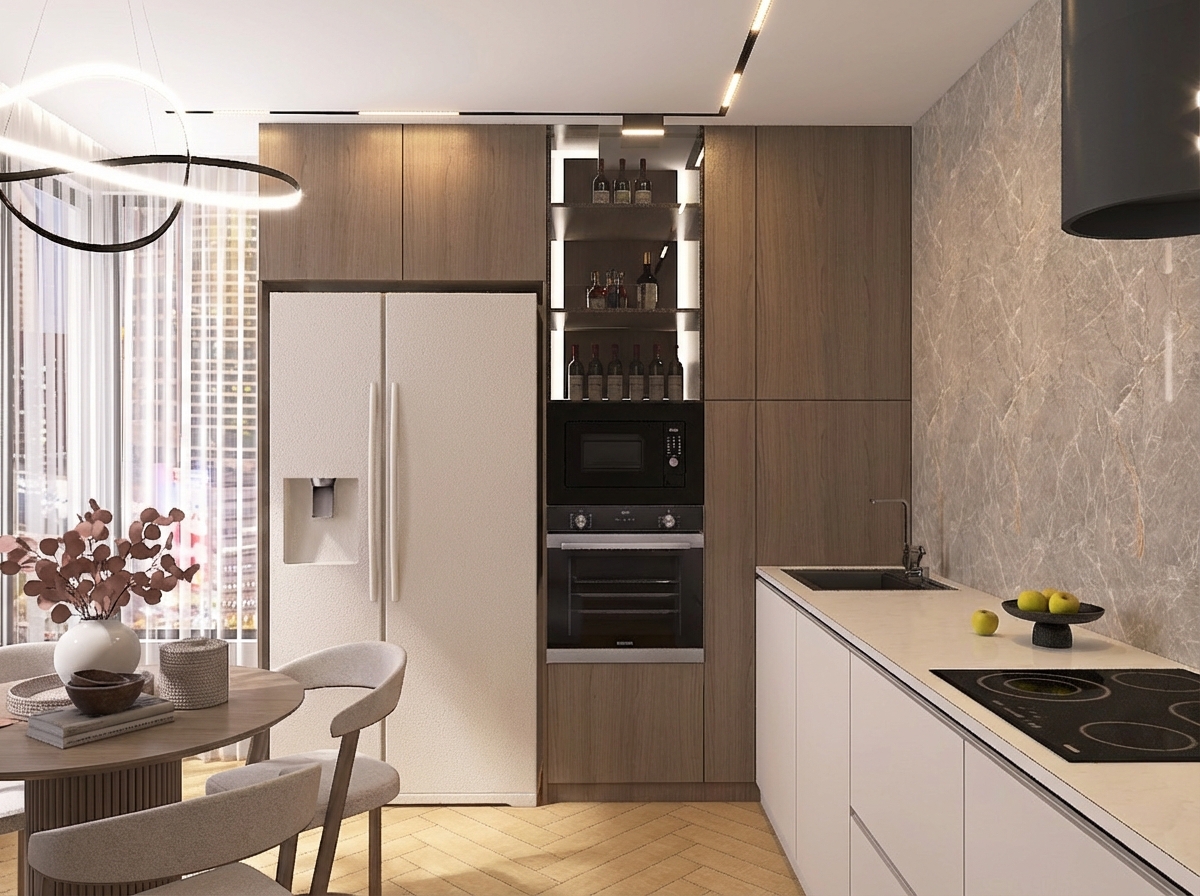 Дизайн кухни в стиле Japandi — фото интерьера от нейросети RoomGPT