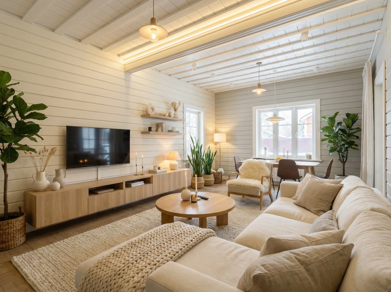 Дизайн интерьера в стиле Хюгге — Гостиная от нейросети RoomGPT