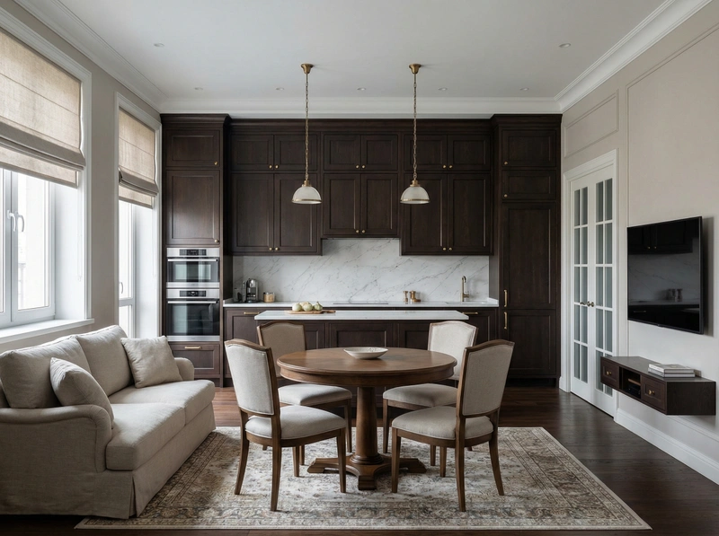 Дизайн интерьера в стиле Классика — Кухня от нейросети RoomGPT