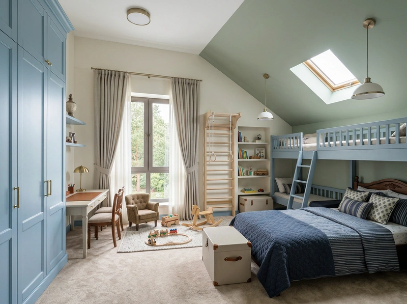 Дизайн интерьера в стиле Классика — Детская от нейросети RoomGPT