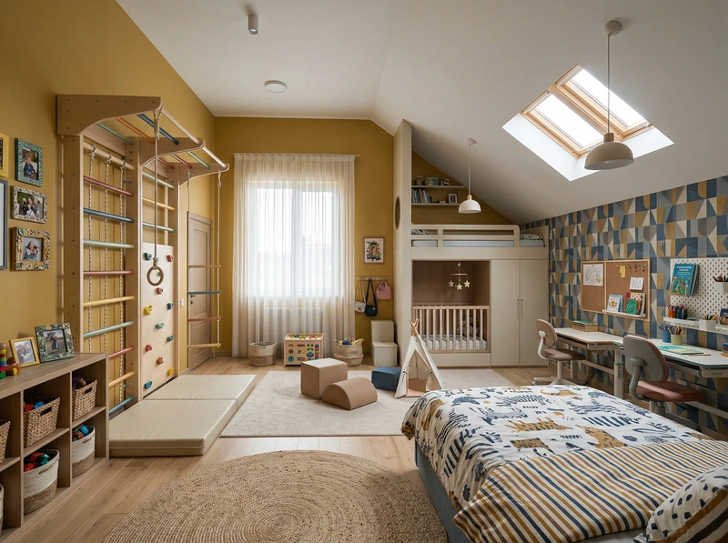 Дизайн интерьера в стиле Эклектика — Детская от нейросети RoomGPT