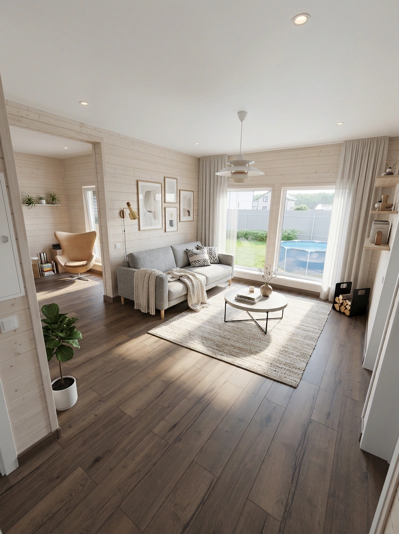 Дизайн интерьера в стиле Сканди — Гостиная от нейросети RoomGPT