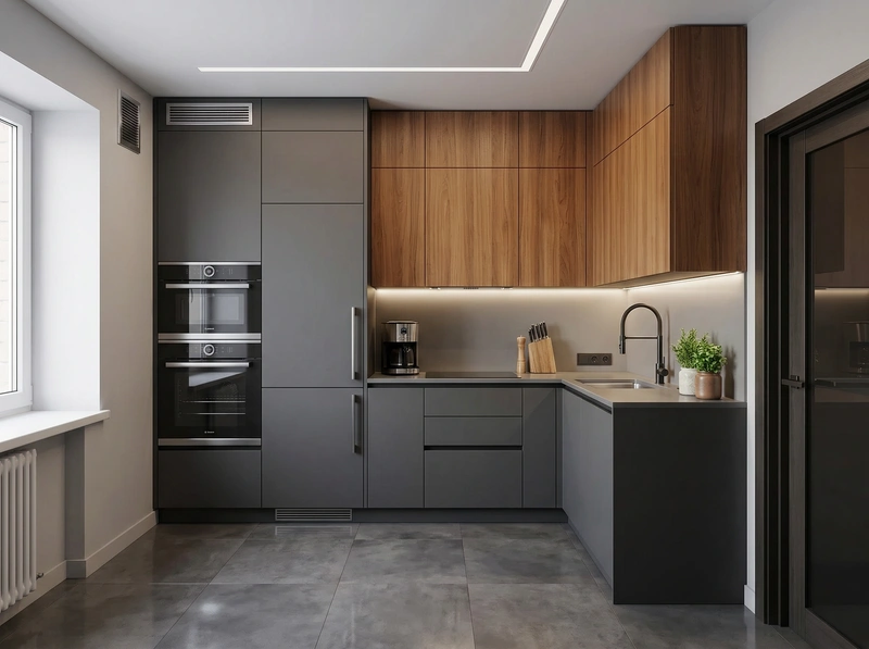 Дизайн интерьера в стиле Контемпорари — Кухня от нейросети RoomGPT