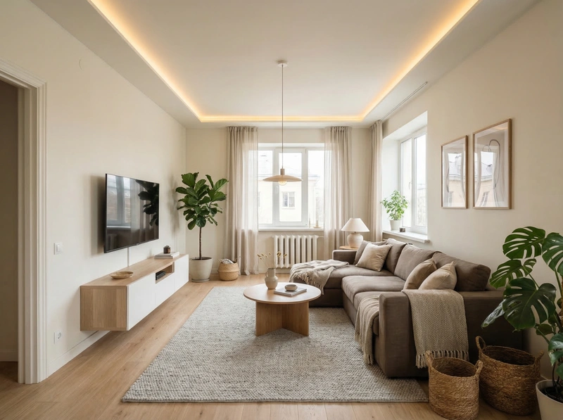 Дизайн интерьера в стиле Сканди — Гостиная от нейросети RoomGPT