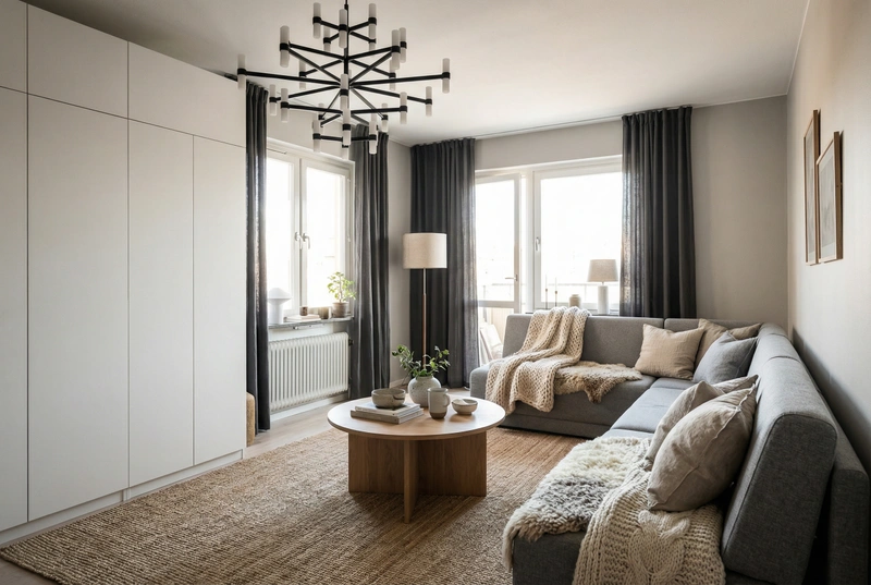 Дизайн интерьера в стиле Хюгге — Гостиная от нейросети RoomGPT