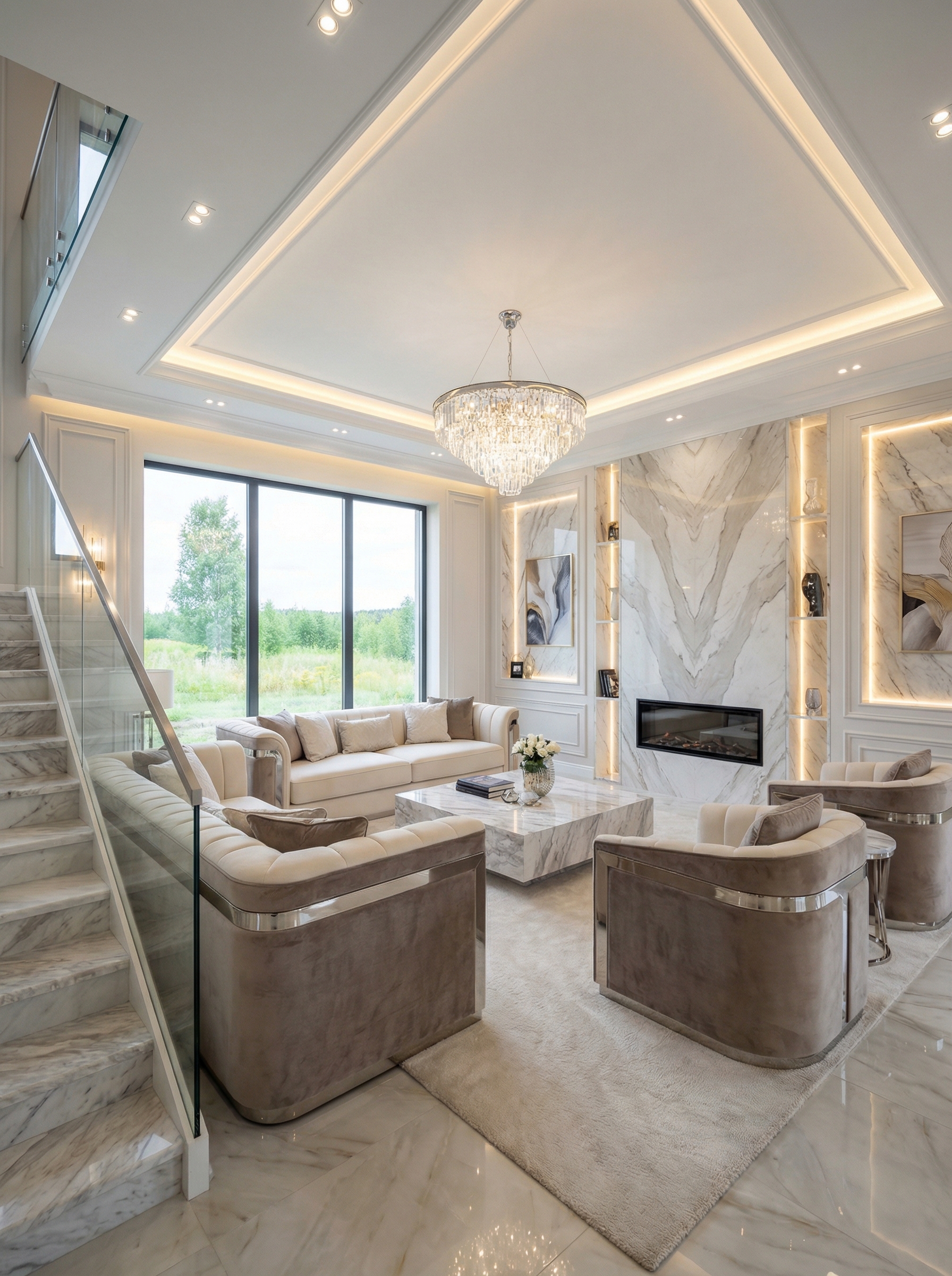 Дизайн гостиной в стиле Классика — фото интерьера от нейросети RoomGPT