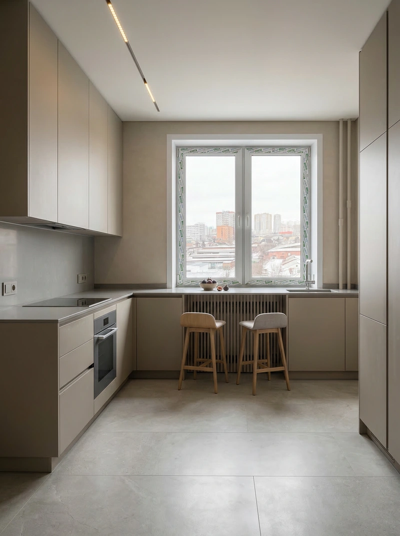 Дизайн интерьера в стиле Минимализм — Кухня от нейросети RoomGPT