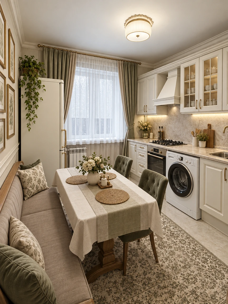 Дизайн интерьера в стиле Классика — Кухня от нейросети RoomGPT
