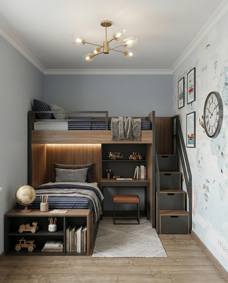 Дизайн детской в стиле Контемпорари — фото интерьера от нейросети RoomGPT