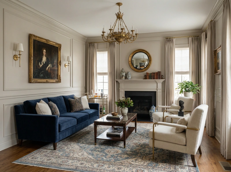 Дизайн интерьера в стиле Классика — Гостиная от нейросети RoomGPT