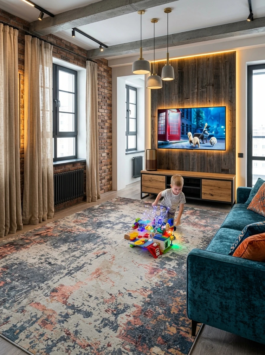 Дизайн гостиной в стиле Лофт — фото интерьера от нейросети RoomGPT