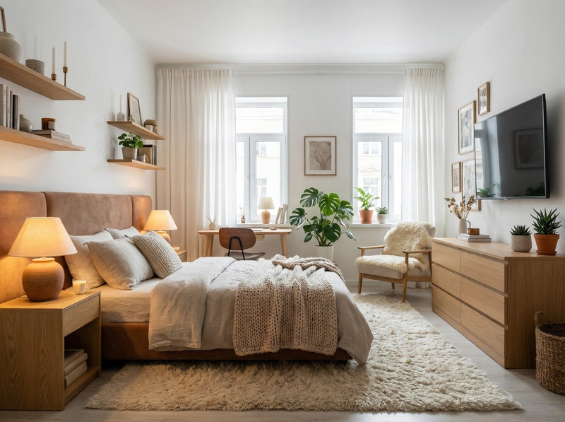 Дизайн интерьера в стиле Хюгге — Спальня от нейросети RoomGPT