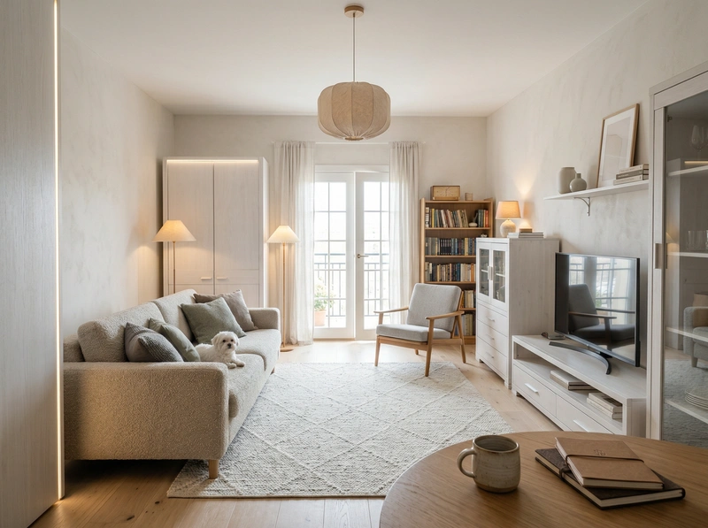 Дизайн интерьера в стиле Хюгге — Гостиная от нейросети RoomGPT