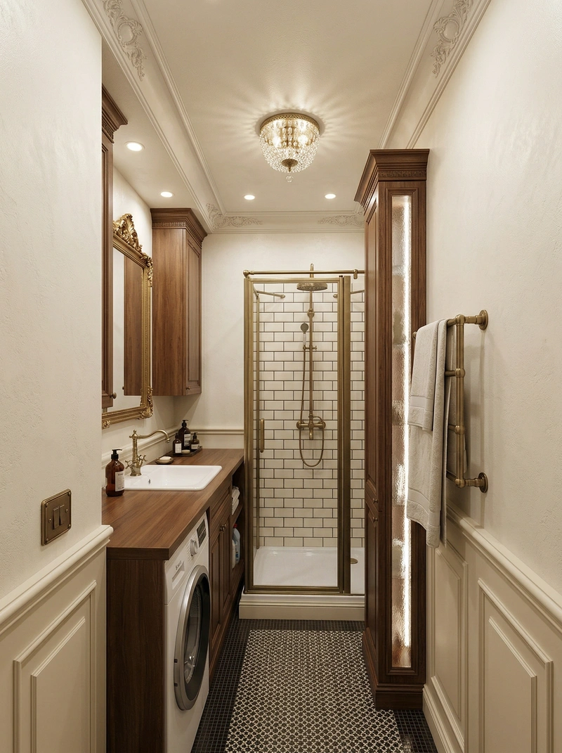 Дизайн ванной в стиле Классика — фото интерьера от нейросети RoomGPT